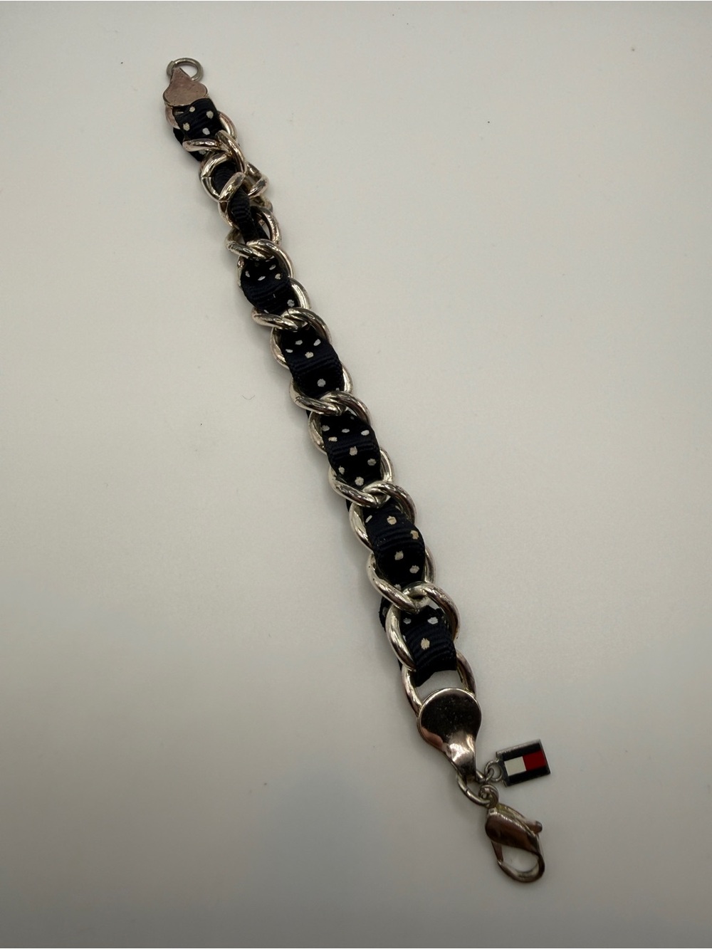 Tommy Hilfiger Vintage Polka Dot Chain Ribbon Bracelet